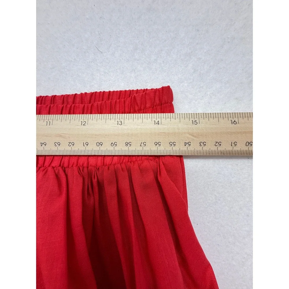 Square Up Fashions Red Dance Skirt Metallic Ruffle Fair M USA Made